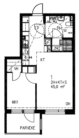 "Kuunlilja 5. asunto 1 45m2."