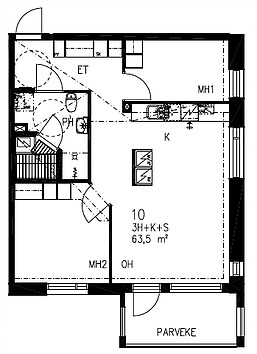 "Kuunlilja 5. asunto 10 63,5m2."