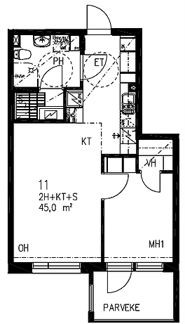 "Kuunlilja 5. asunto 11 45m2."