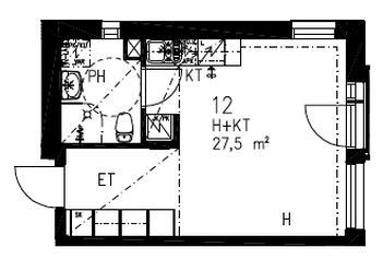"Kuunlilja 3. asunto 12 27,5m2."