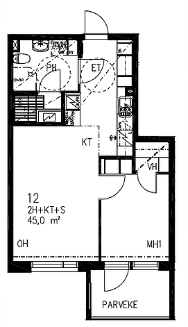 "Kuunlilja 5. asunto 12 45m2."