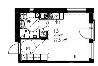 "Kuunlilja 5. asunto 13 27,5m2."