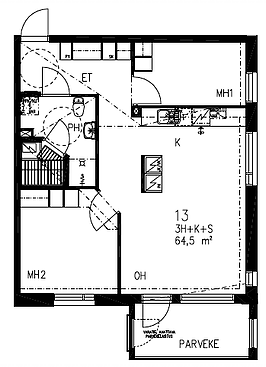 "Kuunlilja 3. asunto 13 64,5m2."