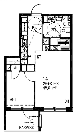 "Kuunlilja 3. asunto 14 45m2."