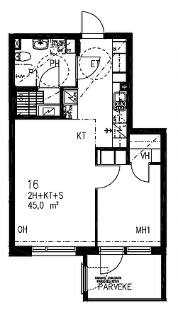 "Kuunlilja 5. asunto 16 45m2."