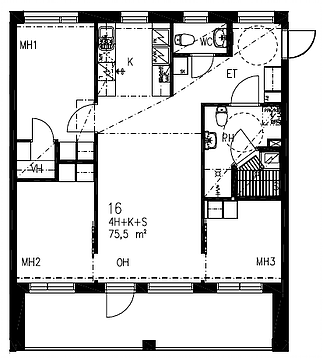 "Kuunlilja 3. asunto 16 75,5m2."