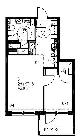 "Kuunlilja 5. asunto 2 45m2."