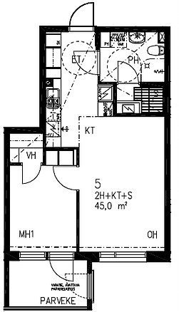 "Kuunlilja 3. asunto 5 45m2."