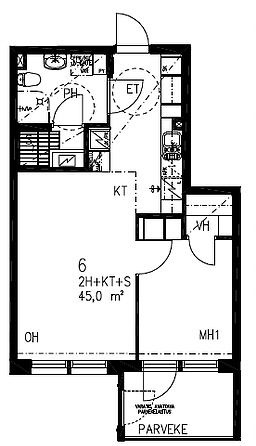 "Kuunlilja 5. asunto 6 45m2."