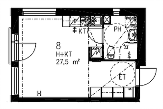 "Kuunlilja 5. asunto 8 27,5m2."